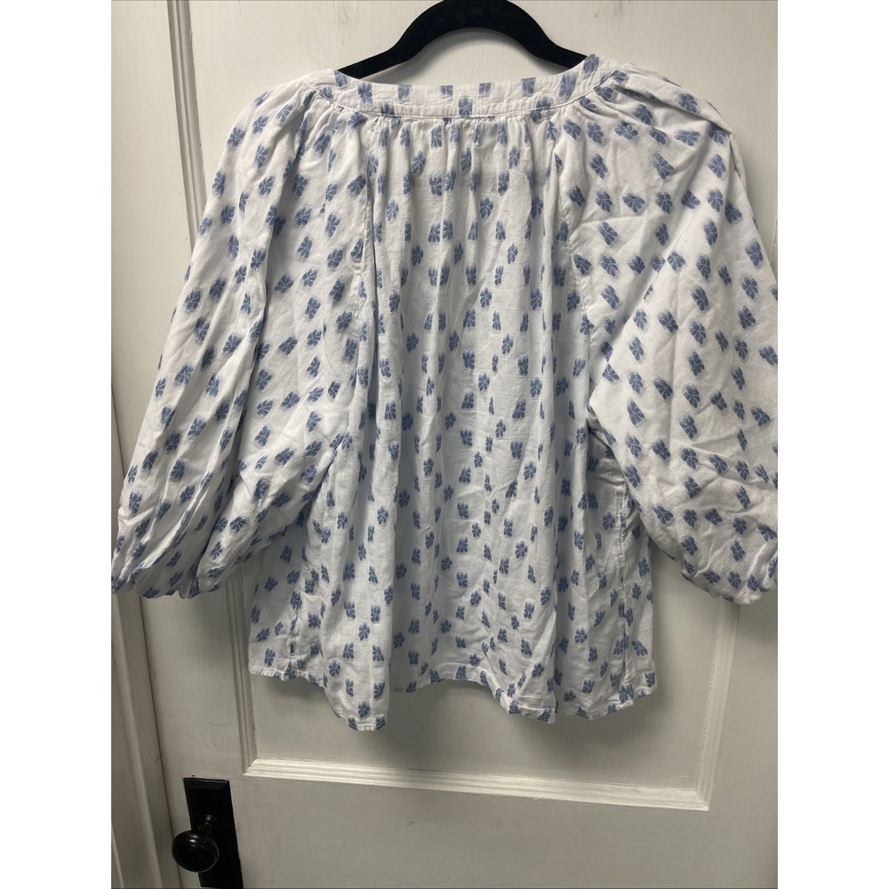 Sonoma Goods For Life Blouse Top Women's XL Blue Floral Rayon 3/4 Sleeve Peasant - Picture 12 of 13